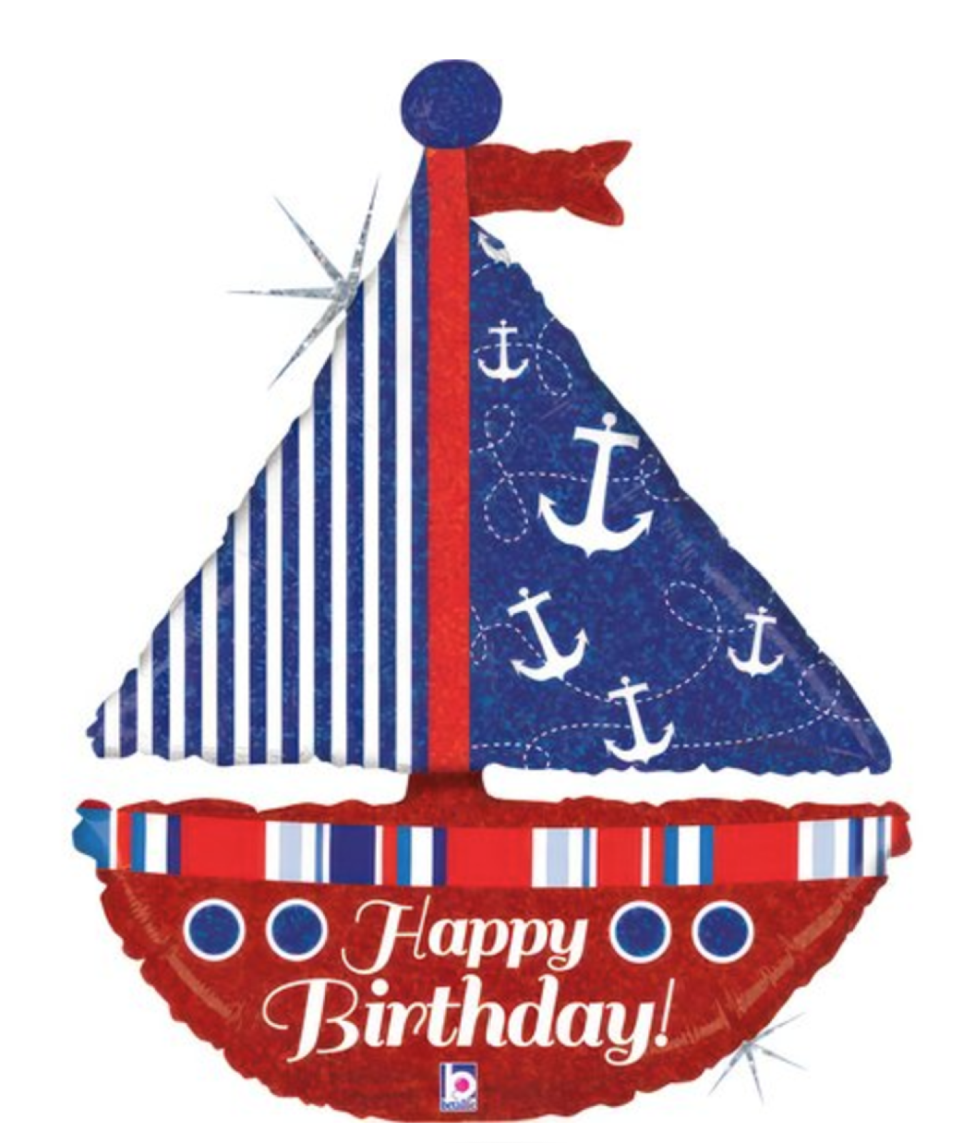 XXL Folienballon Figur - Happy Birthday, Segelschiff - 94cm